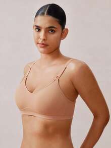 Veilyse 4pcs Women's Comfortable Sleeping Casual Striped Wireless Soft Cup Solid Color Bras - Multicolor - View 7