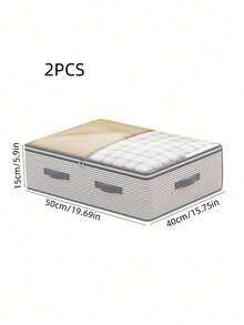 灰色条纹床底收纳袋，透明窗口，可折叠设计，大容量防尘整理袋，适用于收纳毯子、衣物、玩具、换季物品 - 條紋圖案 - 查看 13