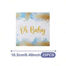 Gold & Blue Baby Disposable Plates, Napkins And Cups Set, Serves 20 Guests. This Disposable Party Set (Including Plates, Napkins And Cups) Is Perfect For Birthday Parties, Weddings And Family Picnics. - View 11