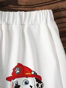 SHEIN | PAW Patrol 2件套男童撞色卡通印花圆领短袖T恤和松紧腰短裤套装 - 白色 - 查看 4