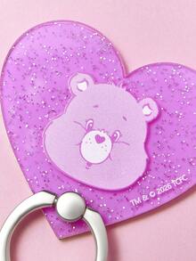 SHEIN X Care Bears 亚克力指环手机支架，桌面支撑支架夹环扣，强力粘性多功能指环，心形，礼品创意，派对，节日，情人节 - 粉色 - 查看 6
