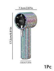 JMMO 1Pc Bling Rhinestone Portable Handheld Fan With 1800mAh Battery, USB Rechargeable High-Speed Turbo Fan With LED Digital Display & 199 Adjustable Speed Levels - Multicolor - View 9