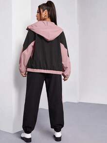 Flirla Cazadora con capucha con cremallera de color combinado con joggers - Multicolor - Ver 2