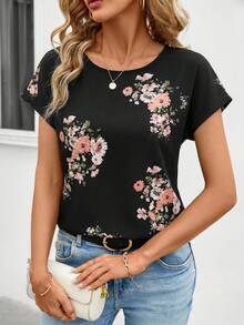 SHEIN Clasi 女士碎花圆领短袖休闲衬衫 - 彩色 - 查看 6