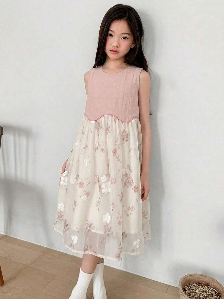 Girls' Round Neck Sleeveless Dress, Tween Girl Fall Clothes