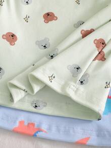 4件套/套 贴身款幼儿男童恐龙字母印花短袖睡衣套装，舒适柔软面料，休闲可爱又时尚，适合热爱恐龙的小男孩 - 彩色 - 查看 7