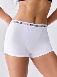 Loungeista 6pcs Letter Waistband Solid Color Comfortable Cotton Sport Panties For Women - Multicolor - View 16