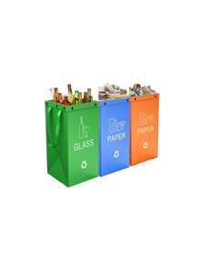 1 pieza Juego de 3 piezas Cestas de almacenamiento modulares Papeleras Materiales de plástico reutilizables y duraderos Superficie lisa y pulida Fácil de limpiar Diseño apilable Caja de organización multifuncional para dormitorio, cocina, oficina, escritorio, organización del hogar, artículo imprescindible - Azul claro + amarillo + verde hierba - View 7