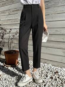DAZY Women's Business Casual Plain Tapered Dress Pants - Black - View 7