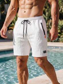 Genlund Pantalones cortos casuales con cordón para hombres para vacaciones, días festivos - Blanco - Ver 3
