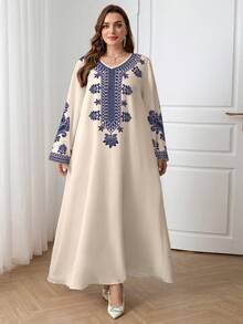 Al Najma Plus Size Casual Minimalistisk Arabisk Stil Klänning - Multifärgad - Visa 3