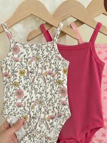 LMoss Kids Sweet & Cute Printed Baby Girl Casual Bodysuit, Suitable For Spring/Summer - Apricot - View 4