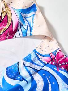 SHEIN Girls' One-Piece Athletic Jumpsuit,  Gymnastics, Dance Competitions, Exquisite Prints Comfortable Stretch,Figure Skating Dress,High Stretch Fitted - Multicolor - View 7