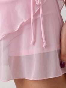 SHEIN Swim 女款素色極簡前綁帶泳褲 - 淺粉色 - 查看 4