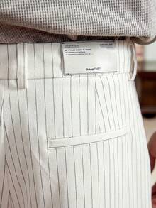 SWAVVY Pantalones holgados con rayas de moda para hombre - Blanco - Ver 4