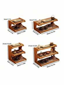 1PC Multilayer Solid Wood Foldable Storage Display Space Saving Portable Natural Desktop Shelf Rack Office Desk Home Cup Holder Organizer - Multicolor - View 13