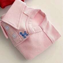 PETSIN 一件純色刺繡寵物 Polo 衫，適合春夏季 - 粉色 - 查看 4