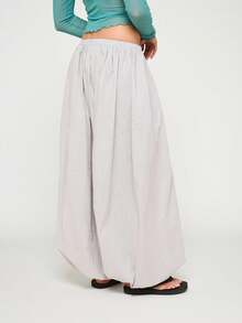 COUREZ Extreme Parachute Linen Trousers/Y2K Summer Outfits For Women Grey Trousers Casual Bottoms Festival Party Spring - Grey - View 3