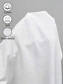 SHEIN Franclia 女士夏季新款休闲棉麻V领不对称下摆短袖宽松连衣裙。采用质感棉布面料，深V不对称领口设计，侧边纽扣装饰，宽松阔腿剪裁，简约风格与休闲气息完美融合。适合日常出行、度假或轻松休闲场合，是简约不对称下摆连衣裙、白色优雅长裙和宽松连衣裙系列中的百搭单品。 - 白色 - 查看 6