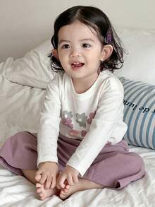 Dazy Kids 女童圆领甜美碎花长袖休闲睡衣 - 淡紫色 - 查看 1