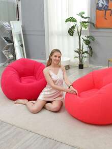 1 Piece Inflatable Sofa Chair, Foldable Portable Inflatable Leisure Chair With Backrest, Soft Bean Bag Style Seat For Living Room Bedroom Balcony Dormitory Outdoor Camping - Multicolor - View 2