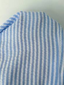 Aloruh 女款對比蕾絲條紋露背細肩帶背心 - 藍色 - 查看 3