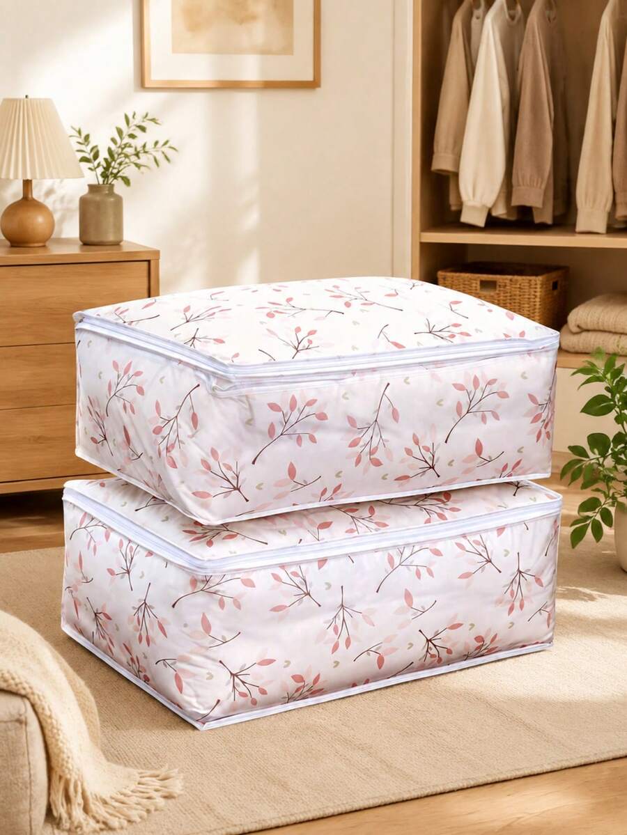Large Printed Storage Bags For Clothes, Blankets, Shoes Waterproof, Moisture-Proof Organizer For Jeans,Dresses, Pants, Seasonal Decor Home, Bedroom, Travel Storage Solutions Foldable, Durable - Multicolor - View 1