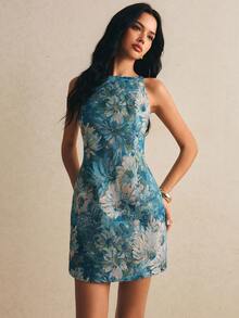 Poéselle 女款優雅花卉印花無袖洋裝 - 彩色 - 查看 6