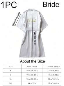 SHEIN 1 件浴袍、新娘和伴娘礼服首字母长袍、晨袍和睡袍、新娘派对准备服、婚礼仪式和招待会配饰睡衣女士春夏婚礼伴娘睡衣新娘礼服闺蜜派对刺绣浴袍新娘浴袍婚礼派对婚礼用品户外婚礼节日派对用品 - 白色新娘 - 查看 9