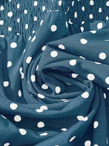 EMERY ROSE Women's Polka Dot Ruffle Double Layer Sleeve Casual Blouse - Dusty Blue - View 5