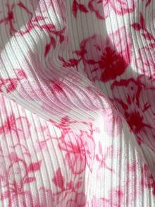 Swim Mod Set Pakaian Renang Wanita, Bikini Dua Potong Motif Bergaris Acak, Pakaian Renang Seksi Kasual untuk Liburan Pantai dan Pesta Kolam Renang - Hot Pink - View 6