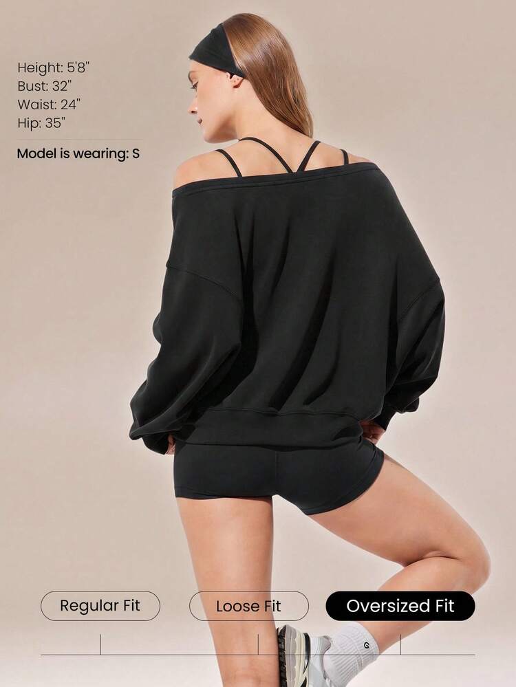 Modal Soft Oversized Off-Shoulder Sweatshirt Daily Casual  Spring Summer