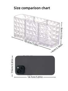 1PC Clear Acrylic Makeup Brush Organizer 3 Compartments Cosmetic Storage Box Pen Holder Desk Organizer Vanity Accessories Christmas Holiday Gift Giving Beauty Storage Essential Multifunctional Transparent Display Case For Bathroom Office Home Decor - Clear - View 4