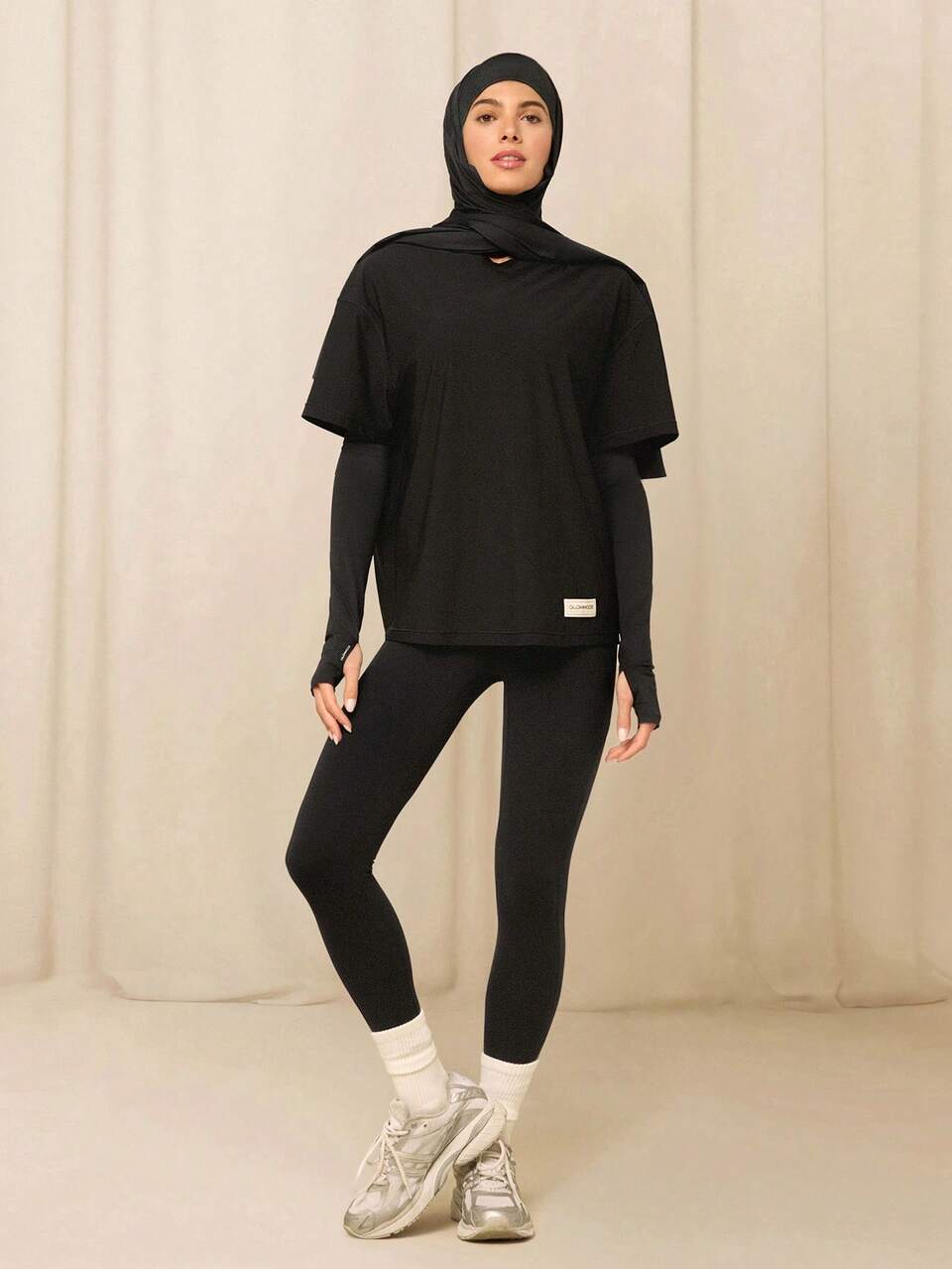 Modest 1PC Big Easy Cooling Moisture-Wicking Quick-Dry Relaxed Fit Hip Length Crewneck T-Shirt Gym Workout Studio Daily Casual Wear