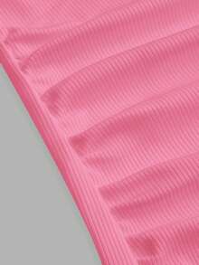 Light Pink Summer Casual Vacation Women Tank Top, Ribbed V-Neck Racerback Gathered Solid Basic Versatile Club Yoga Boho Style Beach Outfits - Coral Pink - View 5