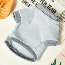 PETSIN 1pc Blue Letter Circular Seal Number 89 Printed Pet Gray Skin Friendly Warm And Anti Shedding Pet Clothes Without Hats - Grey - View 3