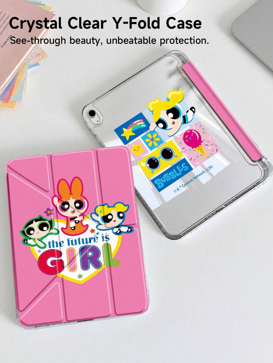 THE POWERPUFF GIRLS X SHEIN 适用于 iPad (A16) 11 英寸第 11 代(2025 年款)/ iPad 第 10 代、iPad Pro 2020/2021 11 英寸、iPad 7/8/9 代、Galaxy Tab A9 Plus 的保护套,采用高端质感,支持 3+Y 折叠,具备自动唤醒/睡眠功能和内置笔槽,防震保护套。 - 彩色 - 查看 1
