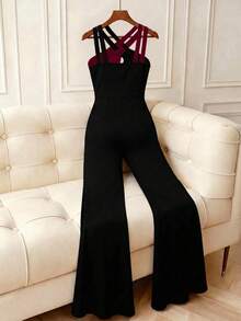 GlowEve CURVE Plus Size Elegant Versatile Color Block Jumpsuit For Women - Red - View 2