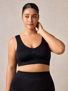 Veilyse 1 pieza Sujetador sin costuras cómodo y de soporte para mujer con tallas grandes - Negro - Ver 3