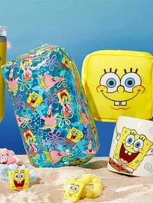 SpongeBob SquarePants | SHEIN 小男孩圓領短袖可愛卡通印花夏季T恤，全身印花 - 白色 - 查看 8