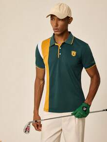 Tonviero Men Letter Graphic Colorblock Polo Shirt - Multicolor - View 4
