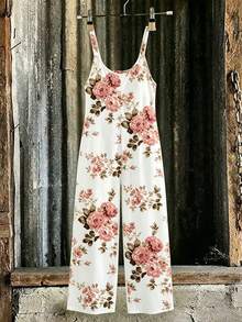 EMERY ROSE Bộ áo liền quần nữ in họa tiết hoa, kiểu dáng thường ngày, thích hợp mặc đi biển vào mùa xuân/hè. - Nhiều màu - Xem 6
