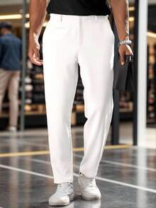 Manfinity Mode Plus Size Men's Casual Solid Color Commuter Pants - White - View 5