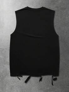 ROMWE MEN Street Life Men's Portrait Print Tank Top, Suitable For Spring And Summer - Black - View 6
