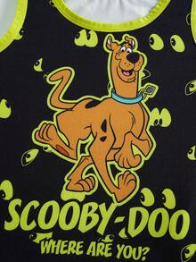 SCOOBY-DOO X SHEIN 2件/組 男童卡通印花寬鬆版型無袖背心，夏季 - 黑色 - 查看 5