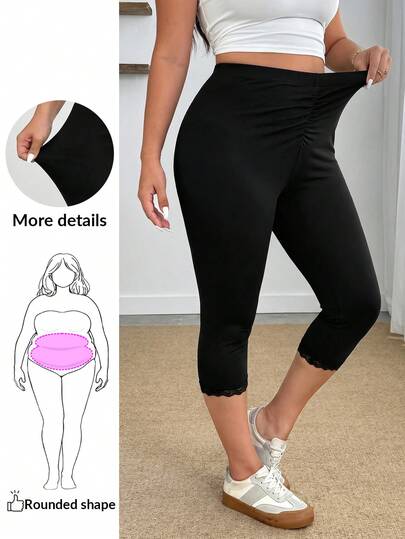 Enliva Quần skinny 7/8 cạp cao phối ren dành cho nữ cỡ lớn, thích hợp cho đi làm hàng ngày, hẹn hò, dự tiệc, mùa thu/đông/hè, Giáng sinh, Năm mới, Lễ Tạ ơn, tiệc tùng, đám cưới, bãi biển, lễ tốt nghiệp, thời trang, thanh lịch, thường ngày, đi chơi, hẹn hò, đặt chỗ, đi làm, bóng bẩy, Ngày lễ tình nhân, sang trọng, kỳ nghỉ, thường ngày, Y2K, gợi cảm