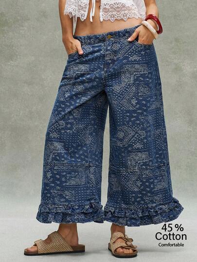 Bohemela Quần nữ dáng rộng casual phong cách vintage giặt mài cho mùa Xuân/Hè, phù hợp cho đi nghỉ lễ, du lịch hè, lễ hội nhạc đồng quê và trang phục đi làm