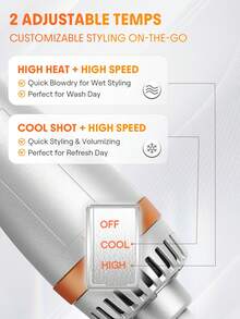 SHEGLAM HAIR Travel Buddy Mini Hot Air Brush,Hair Blow Dryer Brush,Redefine Frizzy Styles,35000RPM Motor Speed & 2 Adjustable Temps,Adds Shine,Volume & Fullness For Smooth,Anti-Frizz Straight,Curl & Blowout Styles-EU Plug Gift Pink Makeup Beach Festivals Hair Care Y2K Vacation Summer Hair Accerssories Back To School Home - Silver - View 8
