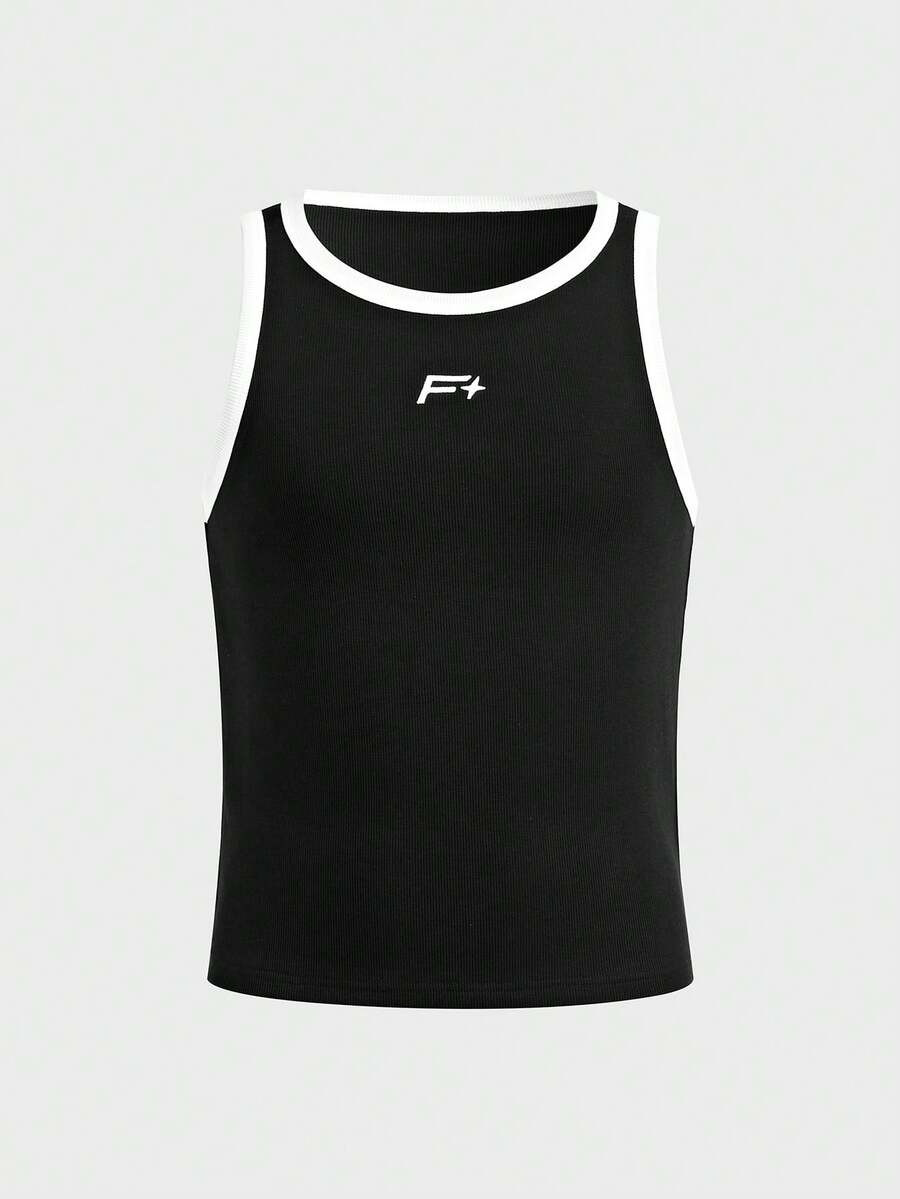 AXEPEAK Men's Contrast Trim Crew Neck Sleeveless Casual Versatile Tank Top, Summer - Black - View 1