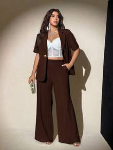 Viva Relle Setelan Jas Bisnis Kasual Elegan Ukuran Plus, Blazer dan Celana Tipis Musim Panas Terbaru, Cocok untuk Perjalanan, Wawancara, dan Bisnis - Coklat - View 6